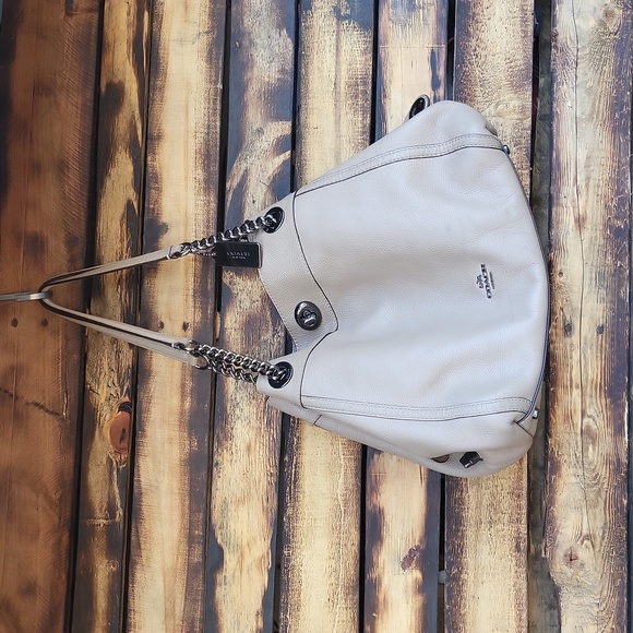 Coach Turnlock Eddie Beechwood Pebbled grain Leather Chain Strap shoulder bag - Picture 4 of 14